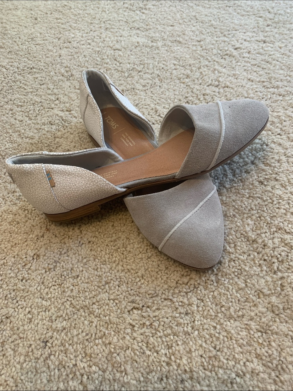 TOMS Light Gray Suede D'Orsay Flats - Picture 2 of 12